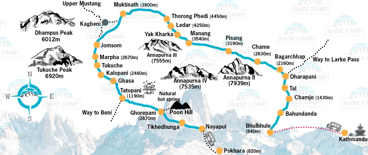 Annapurna Circuit Trek – 21 days Map