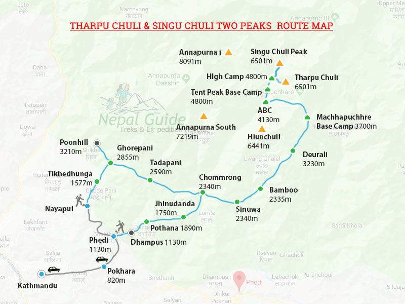Tharpu Chuli Peak Climbing – 22 days Map