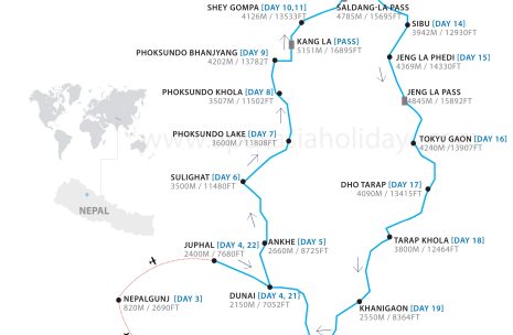 Upper Dolpo Trek route map Nepal