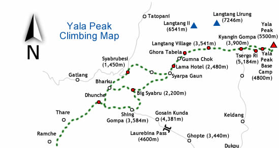 Yala Peak Climbing – 15 days Map