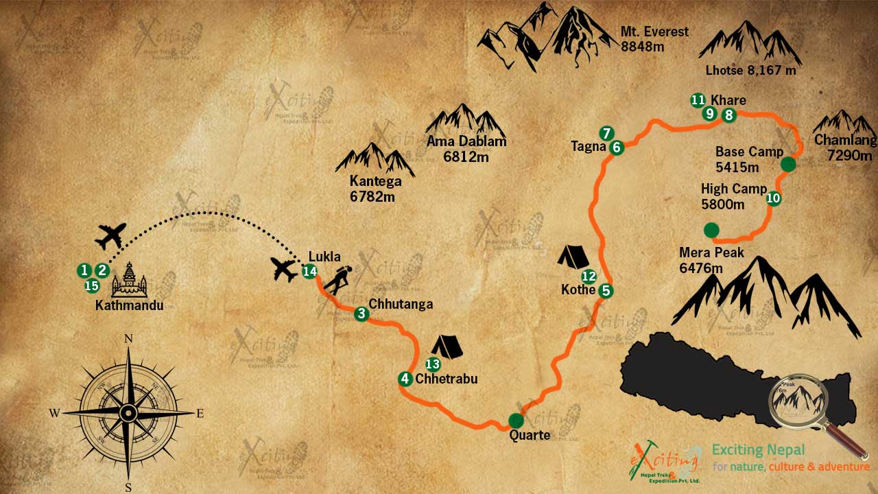 Mera Peak Climbing – 17 days Map